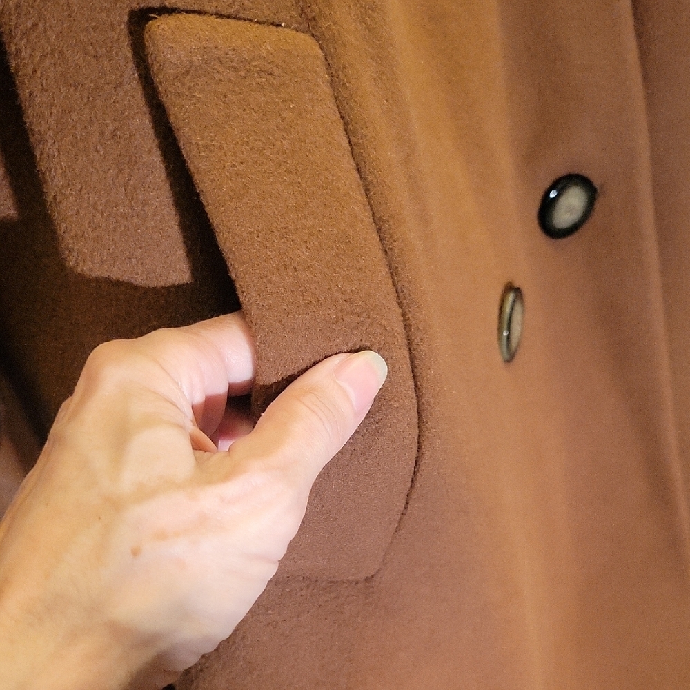 Saks Fifth Avenue Brown Cashmere Trench Coat, Sz 12 - Picture 3 of 12